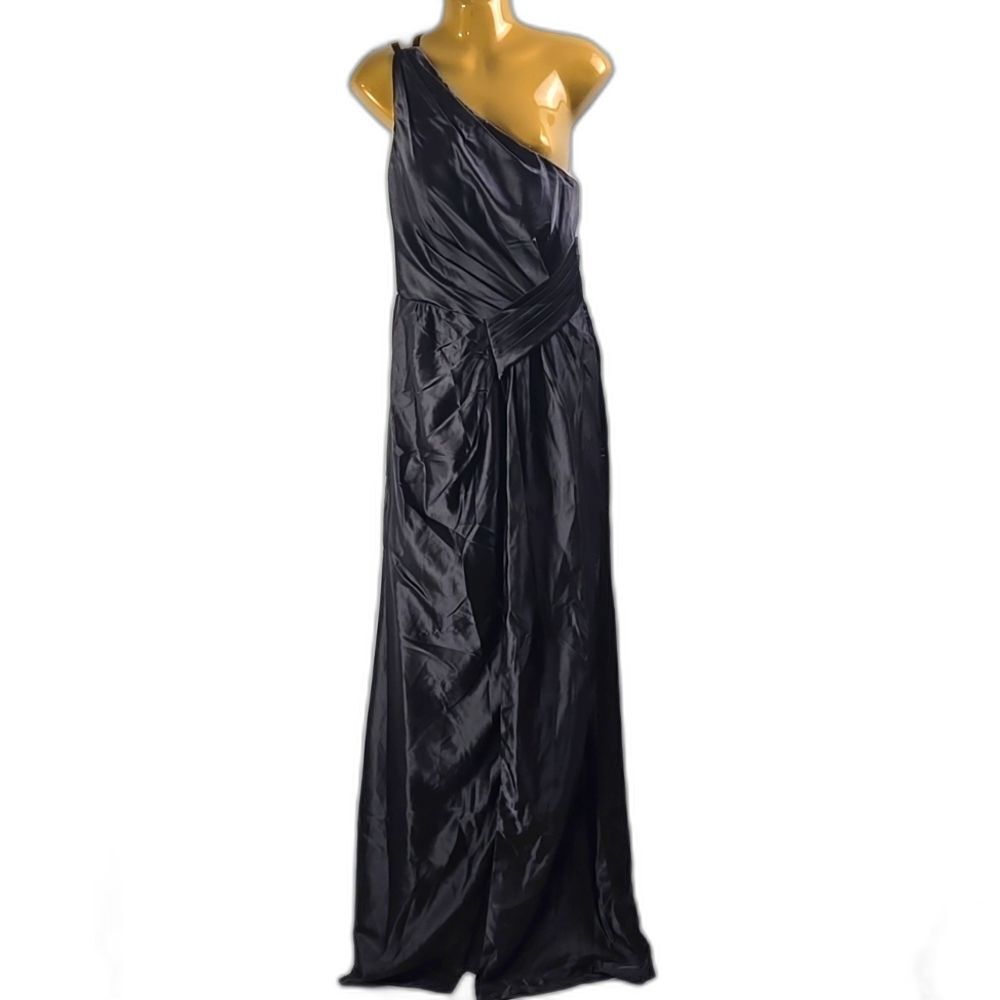 Chuan Heng Women's One Shoulder Stap Black Satin Formal Dress Sz 6 - NWT